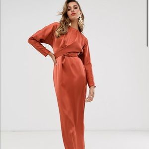 ASOS satin orange maxi gown, never worn